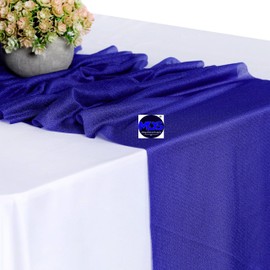 MDS Pack of 5 Wedding 12 x 108 inches Chiffon Table Runner for Wedding, Decorations for Birthday Parties, Banquets, Graduations, Engagements, Runners fit Rectangle, Round Table - Royal Blue