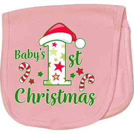 inktastic Baby's First Christmas with Candy Canes and Stars Baby Burp Cloth Pink 42f13