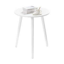 Apicizon Small Round Side Tables End Table Bedroom, White Nightstand Bedside Table for Living Room, Coffee Table with White Wood Legs, 16.5 x 20.5 Inches