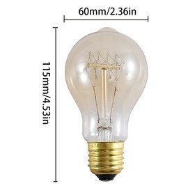 E26 40W Vintage Edison Bulb A19 Shape Retro Squirrel Cage Filament Bulb Antique Amber Decorative Tungsten Bulbs for Table Lamp Home Light Fixtures and Bar 2200K Warm Yellow, AC110V, Dimmable, 4 Pack