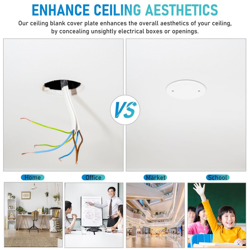 VOSAREA 4pcs Ceiling Hole Cover Round Covering Plates Circular Ceiling