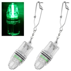 Fishing Light Underwater, 4.3" Deep Drop Lights Battery Powered LED Fishing Light with Stainless Steel Long Line Clip Fish Attracting Lamp for Swordfish Tuna Grouper 2,100 ft Green (Green-2pcs)