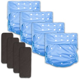 Care Yare 4 Pack Adult Cloth Diapers with Diaper Inserts Leak Proof Incontinence Underwear for Men Waterproof Women Diapers for Adults Adjustable Reusable Diaper with Snaps Incontinence Panties