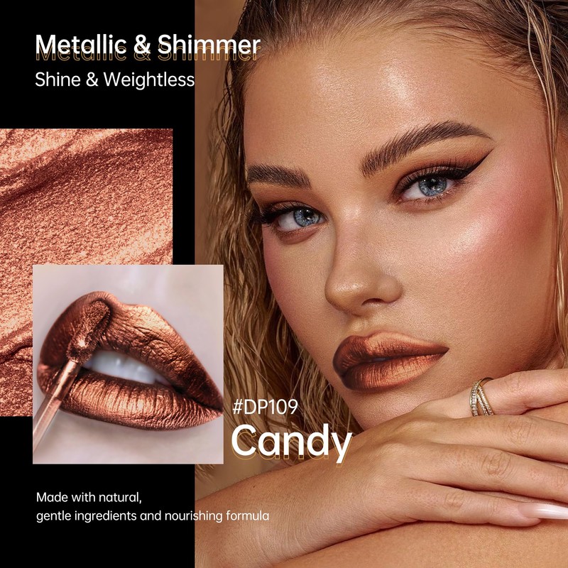 Depuplum Chocolate Lipsticks for Women Metallic Lipstick Long Lasting Non