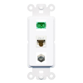 RiteAV 1 Port Fiber Optic Jack SC Simplex APC + Cat6 + Coax Wall Plate - Rocker White