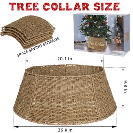Blissun Christmas Tree Collar, 26.8" Rattan Farmhouse Christmas Tree Ring, Natural Woven Rustic Christmas Tree Skirt (Nature, X-Large)