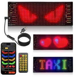 Mini LED Sign for Car - Devil Eyes Light for Motorcycle, Flexible Programmable 7"x3" LED Matrix Panel for Advertising & DIY Use,App & Remote Control