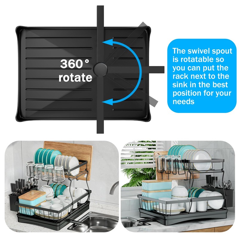 7 code Large Dish Drying Rack for Kitchen Counter, Detachable