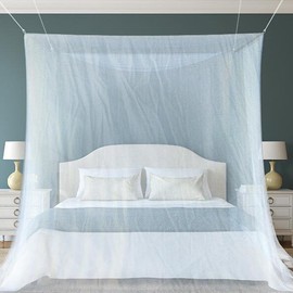 Qooloo Mosquito Net for Double Bed 200 x 220 x 210 cm Square Mosquito Net for Travel Home Single Double Bed Camping Mosquito Net - White