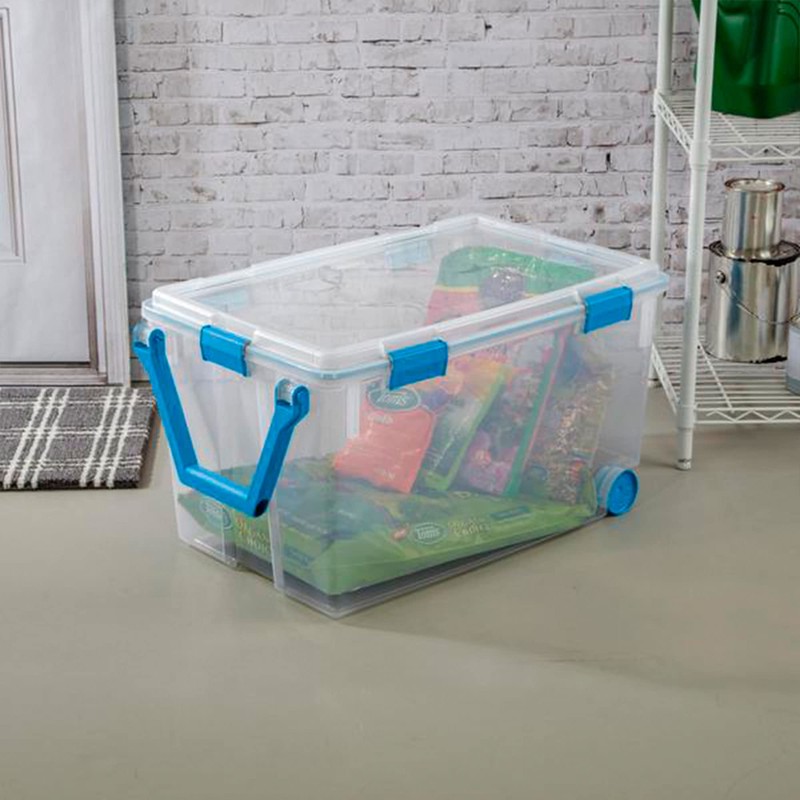 Sterilite 120 Qt Wheeled Gasket Box, Stackable Storage Bin with