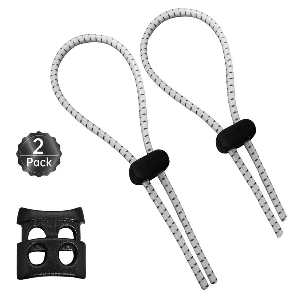 MeelooGym Adjustable Goggle Bungee Straps (White - 2 Pack), Swimming