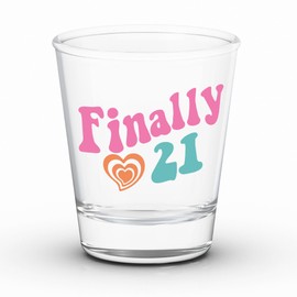 JUSTOTRY 21st Birthday Shot Glass - Finally 21st Birthday Gifts for Her 1.75oz Shot Glass Best 21 Birthday Decorations Gifts Ideal for Women 21 Decorations (colorful)
