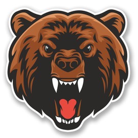 2 x 10cm Angry Brown Bear Vinyl Sticker Bike Laptop Car Motorbike Helmet #5071 (10cm x 10cm)