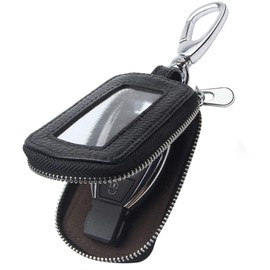Universal Vehicle Car Key case Genuine Leather Car Smart Key Chain Keychain Holder Metal Hook and Keyring Zipper Bag for Remote Key Fob