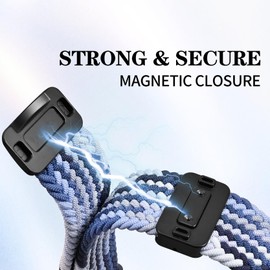 EverAct 20mm Magnetic Braided Watch Bands Compatible with Garmin Vivoactive 5/Vivoactive 6/3/3 Music/Venu Sq 2/Venu,Quick Release Nylon Soft Sport Stretchy Strap for Forerunner 570 42mm/55/165/245/645