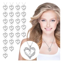 Collar V A1535 Mujer Forma Corazón Letra Plateada