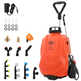 Battery Powered Backpack Sprayer 4.2 Gallon,Adjustable Wheeled Cart, 0-94 PSI,6 Hours Long Battery Life,12V 8Ah Battery,Backpack Sprayer with 10 Nozzles for Weeding, Spraying, Cleaning
