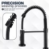ZSW Kitchen Faucets with Pull Down Sprayer Black Spring Commercial