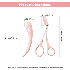 Heyiminy Eyebrow Scissors with Comb, Eyebrow Trimmer Scissors, Stainless Steel, Pink