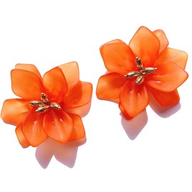 ANDPAI - Aretes colgantes colgantes de flores de acrílico hechos a mano únicos y bohemios, con brote de flores, para mujeres, amantes de la mamá y amigos, regalos de joyería, Metal