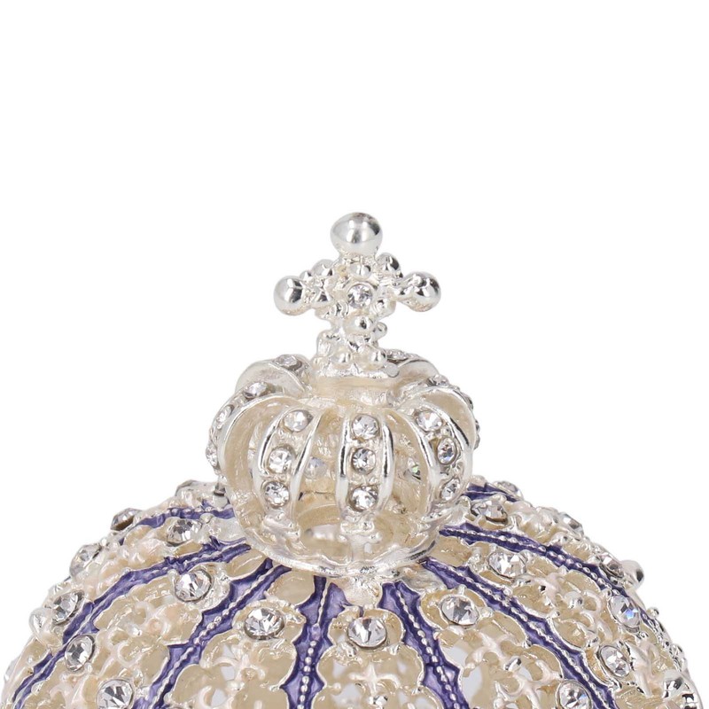 Metal Trinket Box Purple Crown Shape Shiny Elegant Exquisite Zinc