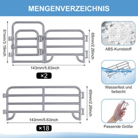 Horse Fence Toy Paddle Toy Horse Corral Fence Fencing Accessories for Barn Paddle Horse Stable Farm Animal, Educational Gift, Micro Landscape Decoration (Silver-20 Pieces)