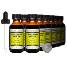 Lugol's Iodine / 2% Solution / 24 Oz in Twelve Amber Glass Bottles/Free Droppers/USA