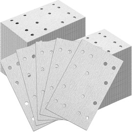Dimsile 120 Pcs 3" x 5" (80 x133 mm) Rectangular Abrasive Sanding Sheets 14 Hole Sandpaper Compatible with Festool Rts 400 Rs400 Ls130 (P320 Grit)