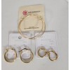 Earrings Jewelry 3 Pairs Gold Tone Hoops Thin 2" Wire