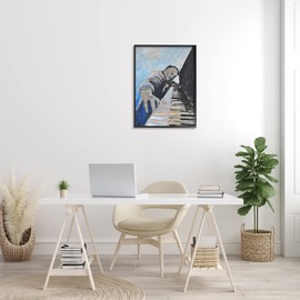 Stupell Industries Piano Player Blues Musician Expressive Painting, Designed by Allayn Stevens Black Framed Wall Art, 24 x 30
