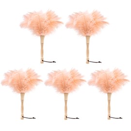 MehelloFeather Ostrich Feather Duster 12 Inch Handheld Duster Supplies, Wooden Handle Feather Duster for Cleaning Keyboard Home Car Office (Champagne 5Pcs)