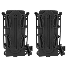 Ansimple Set of 2 Survival Game Magazine Pouch Mag Pouch Magazine Holder Soft Shell Handgun Magazine Pouch Scorpion Molle Compatible TPR Airsoft Game Equipment 9mm (9mm, Black)