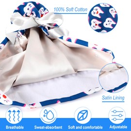 Maiteenly 6 Pcs Satin Lined Scrub Caps Women Dental Nursing Hats with Buttons Working Cap with Button and Sweatband Tie Back Hats (Popular Style)