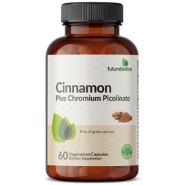 Futurebiotics Cinnamon Plus Chromium Picolinate Supplement, High Potency Chromium, Non-GMO, 60 Vegetarian Capsules