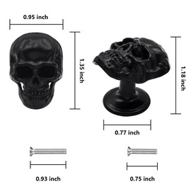 MUMIAO 6 Pack Skull Skeleton Drawer Knobs, Vintage Single Hole Cabinets Pulls for Drawer Wardrobes Bookcases Dresser Closets Hardware Furniture Decoration (Black)