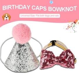 Qiilu Cute Pet Cat Dog Birthday Bowknot Party Costume Hat Bowknot Costume Headwear(Rosado) Gorro cumpleaños Perro