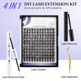 Cluster Lashes 144Pcs Individual Lashes DIY Eyelash Extensions Kit Russian D Curl Volume Fluffy false eyelashes with Lashes Bond & Seal, Applicator and Lash Remover Glue (Purple)