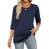 Womens Summer Tops 2024 Fashion 3/4 Sleeve Casual Blouse Navy