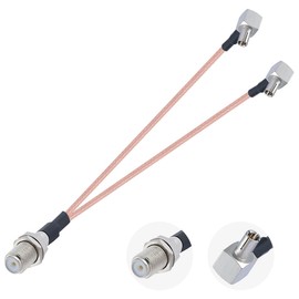 POBADY F Female to Dual TS9 Male Right Angle Connector Coaxial Cable F Type Connector Splitter Cable 50 Ohm F to Dual TS9 Connector Y Type RG316 6IN/15CM Low Loss Pigtail Cable
