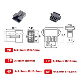 Ruidee 740 Pieces 2.5 mm 2 3 4 5 6 Pin JST SM Connector Male and Female Plug Housing Adapter Assortment Kit (D2.5