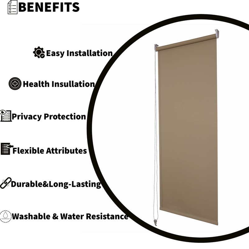 100% Thermal Blackout Roller Blinds Plain Colored Fabric Trimmable UV-resistant
