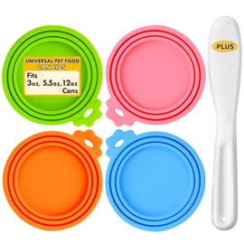 Lydia's Deal 4 Pack Universal Pet Food Can Covers, Silicone Lids for Dog and Cat Cans, Fit Most Standard Sizes (Multicolor)