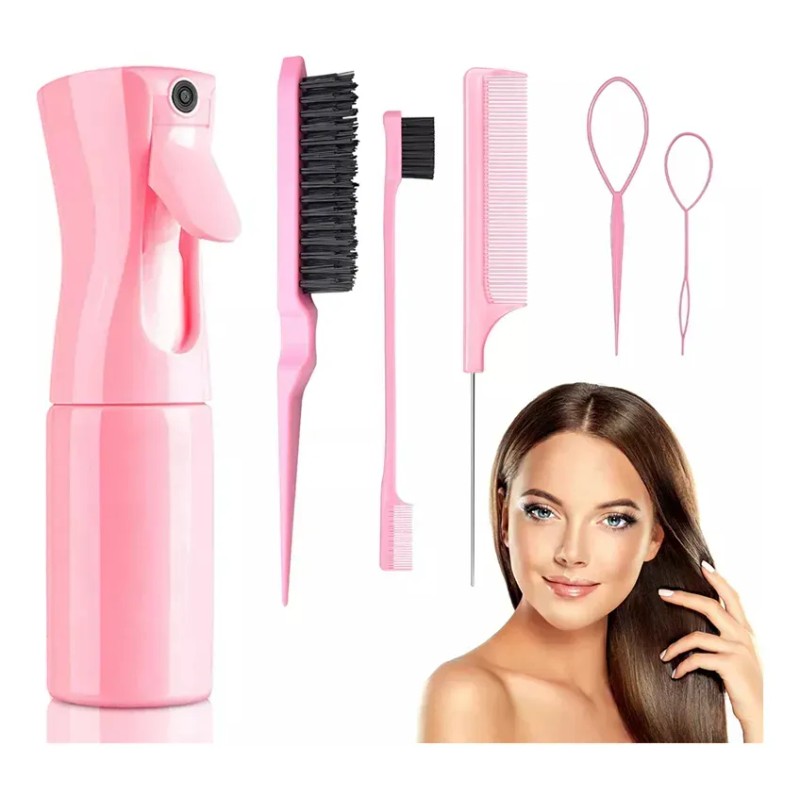 Kit Peines Y Cepillos Regadera Para Cabello Con Atomizador