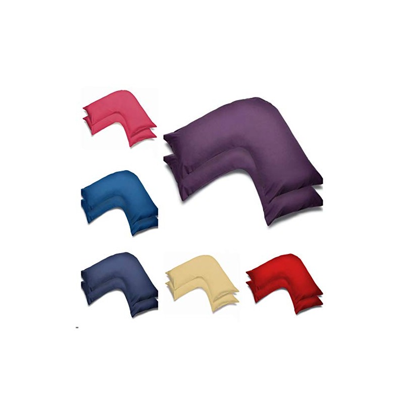 2 Pack Poly-Cotton Plain Dyed V Shaped Pillow Cases Covers
