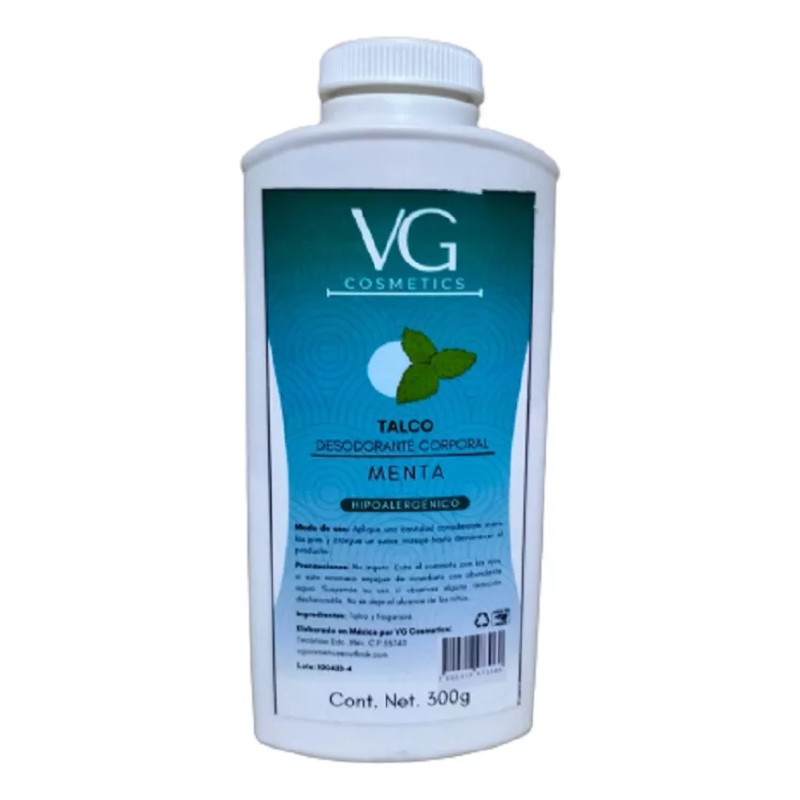 VG cosmetics Talco Corporal Aroma Menta Alta Calidad 2 Pz.