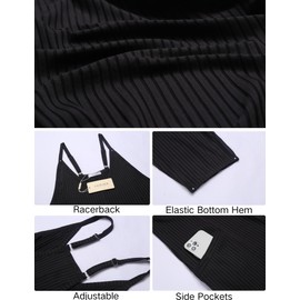 Ekouaer Women'S V Neck Sleeveless Jumpsuits Spaghetti Straps Maternity Jumpsuit with Pockets （Black,Small