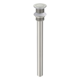 KIBI Bathroom Sink Pop-Up Drain Stopper with 12" Tailpiece – Without Overflow, Solid Brass Construction, Rust-Resistant, Small Modern Drain Assembly Design for Vanity Sinks (Brushed Nickel, KPW105)