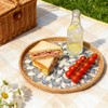 Round Rattan Tray with Pearl Inlay, 11.8in Woven Serving Tray