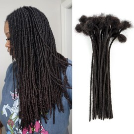 Dreadlock Extensions Human Hair Loc Extensions Dreads Extensions for Men Women 0.4 cm 12 Inch 60 Strands Handmade Permanent Locs Extension Natural Black Soft Locs Hair Extensions Can be Dyed Bleached