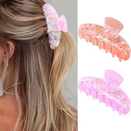 BARTOSI Acrylic Hair Claw Clips Medium Hair Clips No Slip Claw Clips Banana Hair Jaw Clamps Styling Hair Accessories for Women and Girls (Pack of 2)